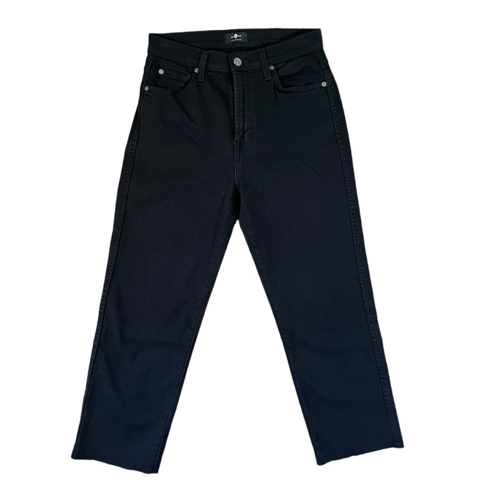 7 for All Mankind High Waist Cropped Straight black jeans size 27